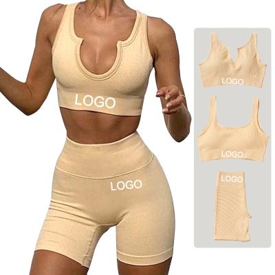 China Wholesale Womens Breathable Leggings Set Womens 2 Piece Workout Set Sporty Ribbed Yoga Set for sale