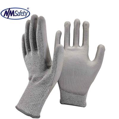 China Iron NMSAFETY 13 Gauge Anti Cut Liner Coated PU On Palm Iron Work Gloves EN388 4X42B for sale