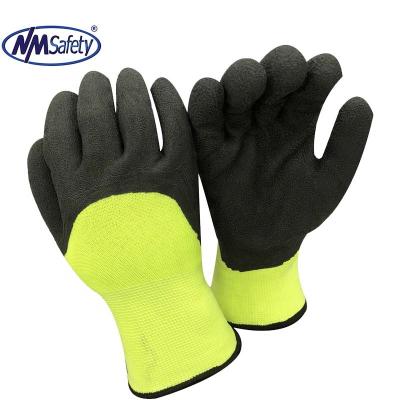 China Winter Work Use NMSAFETY Yellow Acrylic Terry Hi-Strength Insulated Work Glove CE EN388 2241X for sale