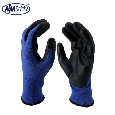 China Gardening / Nylon Gauge Liner Assembling / Construction NMSAFETY 15 Coated Micro Foam Nitrile Palm Work Garden Gloves for sale