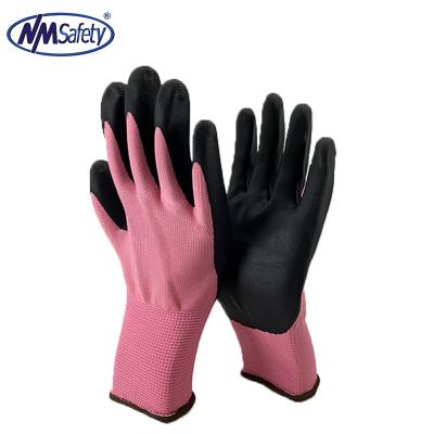 China Gardening/Gauge Polyester Liner Assembling/Construction NMSAFETY 15 Coated Micro Foam Nitrile Palm Construction Work Gloves for sale