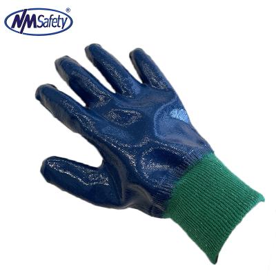 China NMSAFETY Oil Resistant Petroleum Gas Resistant Fully Blue Nitriles Fully Coated Water Proof Safety Gloves for sale