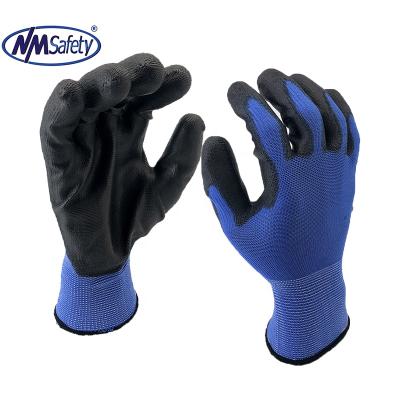 China NMSAFETY Hand Labor Assembly Navy Blue Black PU Anti-Slip Gloves for sale