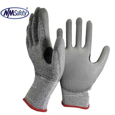 China NMSAFETY Anti-Cut Protective Gloves Cutting Level 5 Palm Coatted Flexible PU Glove Work Gloves Men for sale