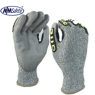 China NMSAFETY Soft Mechanical Gloves PU Glove Anti Cut And Cut 5 Level Anti Back With TPR ndustrial Glove for sale