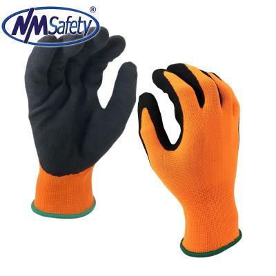 China NMSAFET Nitrile Sandy Finish Anti-Slip Nitrile Coated Orange Seamless Knitting Work Glove for sale