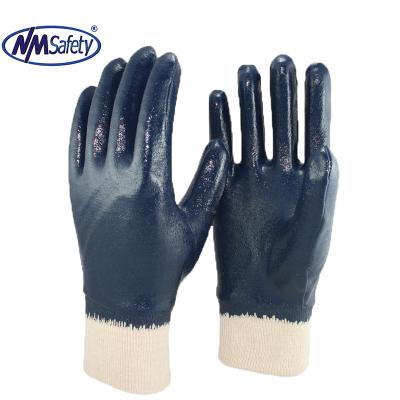 China NMSAFETY Hand Labor EN 388 Interlock 3111X Industrial Liner Fully Coated Blue Nitrile Industrial Glove for sale