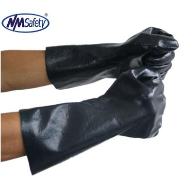 China NMSAFETY Anti-Slip Nitrile Fully Dipped Interlock Jersey Gauntlet Coated Working Glove for sale