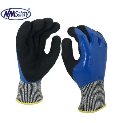 China Anti-Cut NMSAFETY Oil And Gas Double Coated Nitrile Nitrile Cut Gloves Anti Water Proof Glove for sale