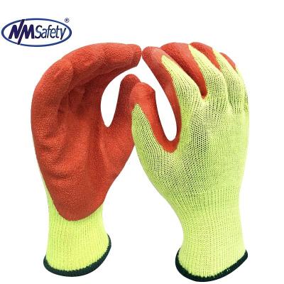 China NMSAFETY Yellow Anti-slip Latex Polyester Gardening Cotton Coated Black Latex Gloves Working Glove for sale