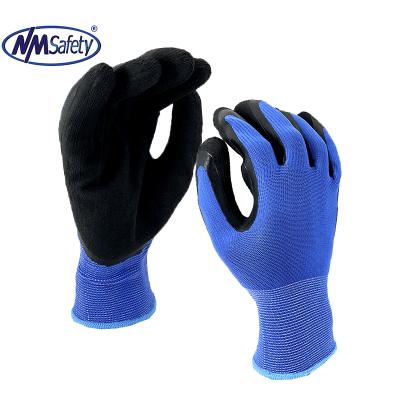 China NMSAFETY Liner Sponge Rubber Glove Breathable Blue Latex Gardening Top Gloves for sale