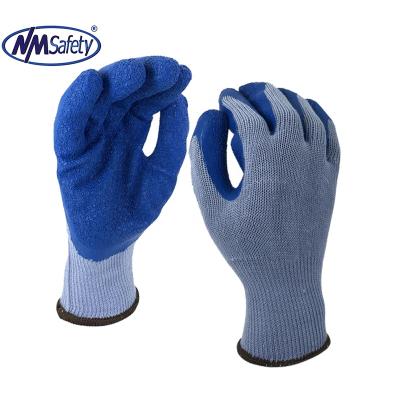 China NMSAFETY 10GG polyester waterproof liner coated latex ply backless workin glove latex coated glove for sale