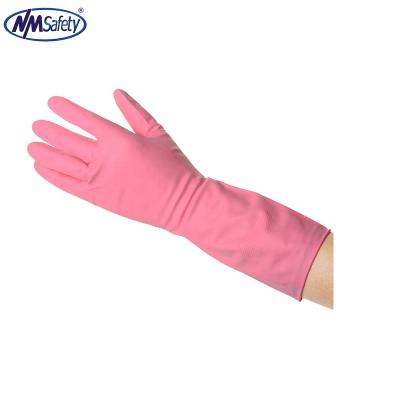 China Long Cuff Housekeeping Gloves NMSAFETY Household Washing Use Pink Latex Rubber Gloves for sale