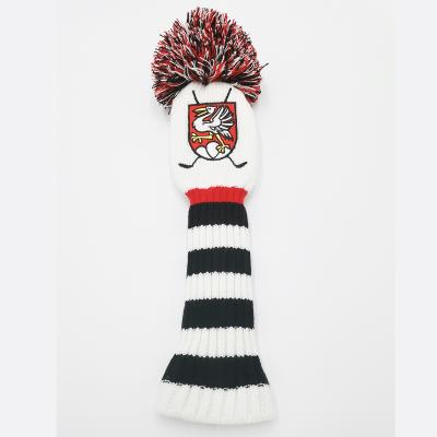 China Custom Wool+Knitwear Pompom Knitted Golf Head Cover Golf Head Cover for sale