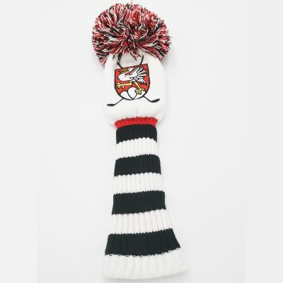 China Wool+Knitwear Customized Logo Pompoms Golf Club Headcovers Golf Head Covers Driver Headcover for sale