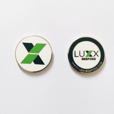 China Custom Golf Accessory Enamel Golf Marker Double Sided 34.5mm Ball Markers With Customized Logo for sale