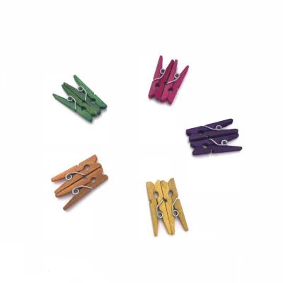 China Wooden Clothespin Cheap 2.5cm Wooden Colorful Clothespin Pegs Mini Craft Clothes Peg Clip for sale