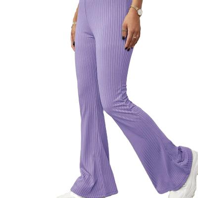 China Anti-wrinkle casual pants high-waist office lady pants slim beltless flared pants knitted casual women pants for sale