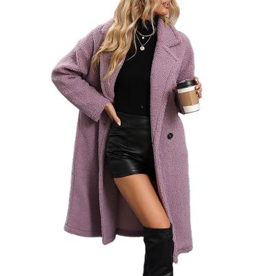 China Anti-wrinkle Women Coat Long Sleeve Mid Length Thick Wool Coat Polychromatic Selection for sale