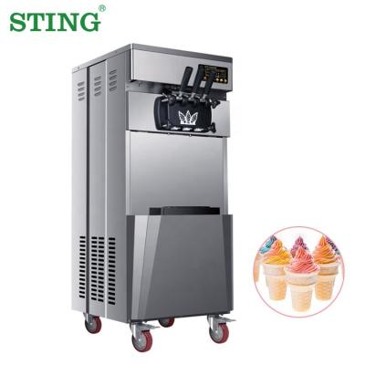 China Snack Factory Mini Auto Soft Fruit Softserve Ice Cream Machine Maker 3 Flavors for sale