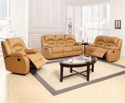 China Other JKY Furniture 3 Seater Loveseat Motion Recliner Genuine Leather Manual Sofa Set With Massage Function For Living Room for sale