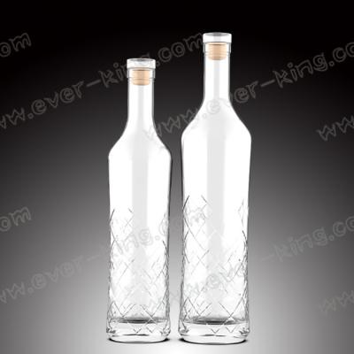 Chine Le rond a formé 750 ml Flint Glass Liquor Bottles blanc à vendre