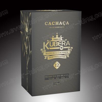 China Caixas de empacotamento luxuosas feitas sob encomenda de Matt Black Rigid Cardboard Liquor com dois copos à venda