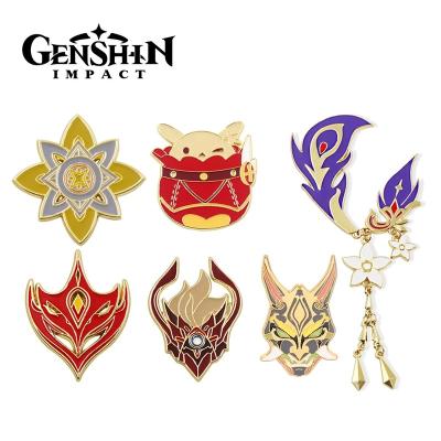 China Cloth Decoration Genshin Effects Bounce Hard Enamel Pin Kawaii Cute Klee Jumpy Bomb Brooch Accessories Anime Badge Jewelry Gift for sale