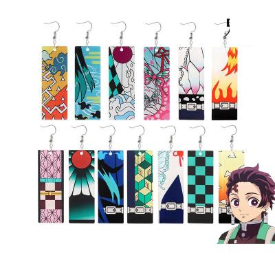 China 13 Style Cute Demon Slayer: Kimetsu No Yaiba Tanjirou Anime Alloy Earring Anime Jewelry For Girl Gift for sale