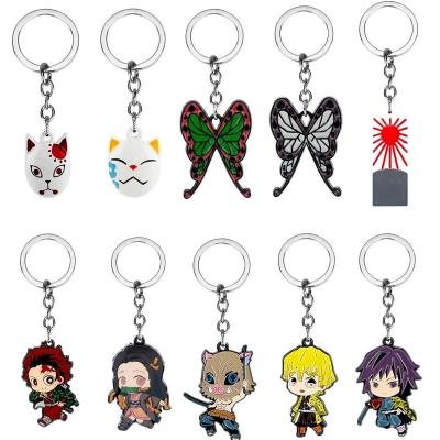 China CLASSIC 35 Styles Keychains Demon Slayer Kimetsu No Yaiba Cosplay Necklaces Anime Pendant Necklace Pins Key Chain Earrings for sale