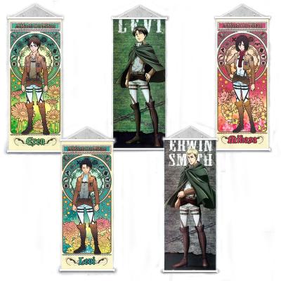 China 35*90cm Rollable Cartoon Hanging Paintings Attack on Titan Demon Slayer Hunter Tokyo Revengers Poster Anime Wall Scroll for sale