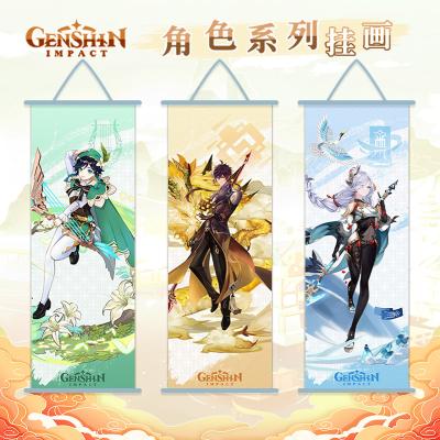 China New Style Anime 70*25cm Game Genshin Impact Print Wall Rollable Poster Roll Hanging Pictures for sale