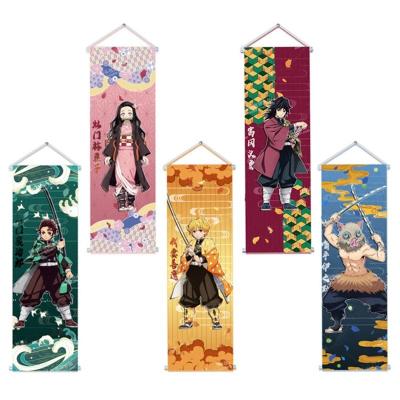 China Custom Anime Wallscroll Wallscroll Demon Slayer Genshin Impact Jujutsu Kaisen Tokyo Anime Avengers Fabric Wall Rollable Scroll Poster for sale