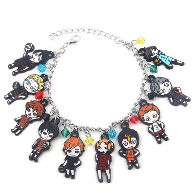 China Colorful Designs Anime Volleyball Boy Bracelet Cartoon Protagonist Encircling Pendant Bracelet for sale