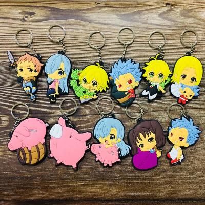 China Carry Wholesale Cartoon Mortal Sins PVC Double Sided Animation Key Chain During The Seven for sale