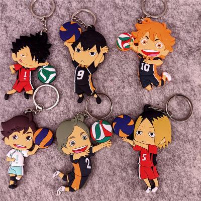 China Soft Carry Glue Hinata Shouyou Anime Haikyuu Double-Sided Pvc Pendant Key Chain for sale