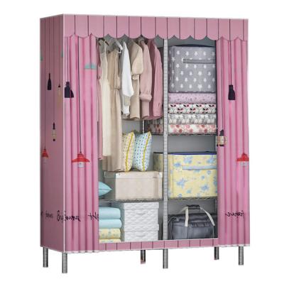 China Almirah Adjustable Thick Portable Detachable Wardrobe Metal 22mm (Height) Cheap Folding Closet Wardrobe for sale