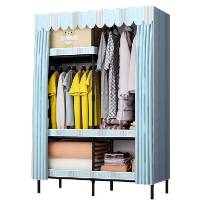 China Easy Installation Portable Nonwovens Assemble Simple Fabric Bedroom Furniture Wardrobe for sale