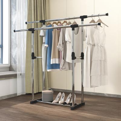 China With Wheels Stainless Steel Clothesline Folding Pole Clothes Drying Rack for sale