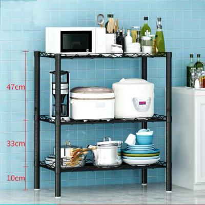 China Multi Functional 3 Layer Kitchen Storage Rack Minimalist Metal Rack Shelves for sale