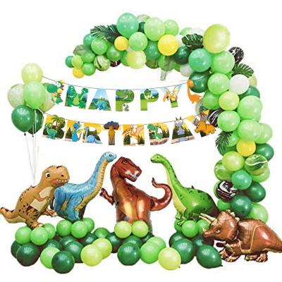 China Latex Paper Decorations Balloons Party Set Jungle Dinosaur Baby Shower Kids Birthday Party Banners Animal Theme Party Supplies for sale