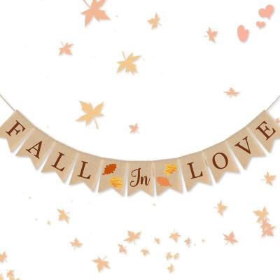 China Wedding Fall in Love Rustic Bunting Garland Wedding Bridal Shower Birthday Party Decoration Supplies Burlap Flags for sale