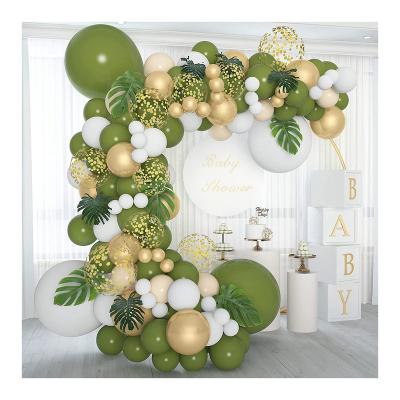 China Olive Green Large Leaves Metallic Globos Birthday Party Balloons Arches Garland Kit Shower Birthday Decorations Supplies Baby Bridal for sale