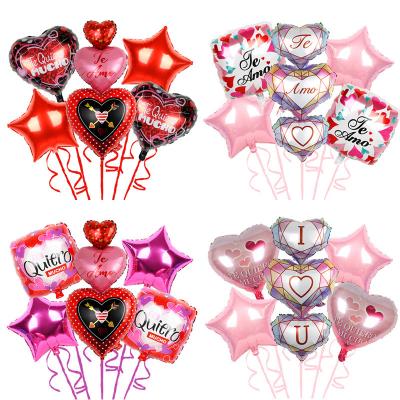 China 6PCS Birthday Valentines Day Balloon Bouquet Heart Shape Foil Globos Balloons Birthday Wedding Party Decorations Supplies for sale