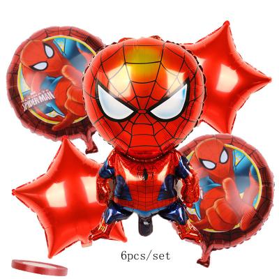 China 6PCS Spiderman Birthday Superhero Bouquet Star Shape Foil Globos Confetti Balloons Kids Birthday Party Decorations Supplies for sale