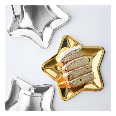 China Hot Birthday Gold Star Metal Paper Plate Tableware Set Birthday Party Supplies Decorations Kids Wedding for sale