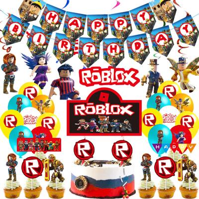 China Birthday Roblox Theme Party Supplies Sets Balloons Cup Napkin Table Cover Happy Birthday Party Decorations Kids Boy Men for sale