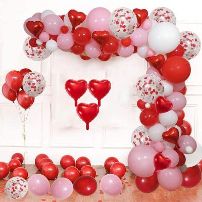 China Foil and latex valentines day balloon arch Garland Kit White Red Confetti Balloons valentines day party decoration for sale