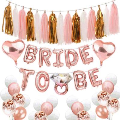 China 2021 Hot Selling Cloth Bride To Be Rose Gold Bachelorette Party Kit Decorations Sash Set Decoration Veil Balloons Sets for sale