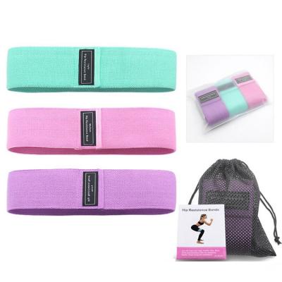 China Custom Logo Exercises Training Fitness Fabric Elastic Resistance Bands High Elasticity Sets Fabric Hip Bands for sale